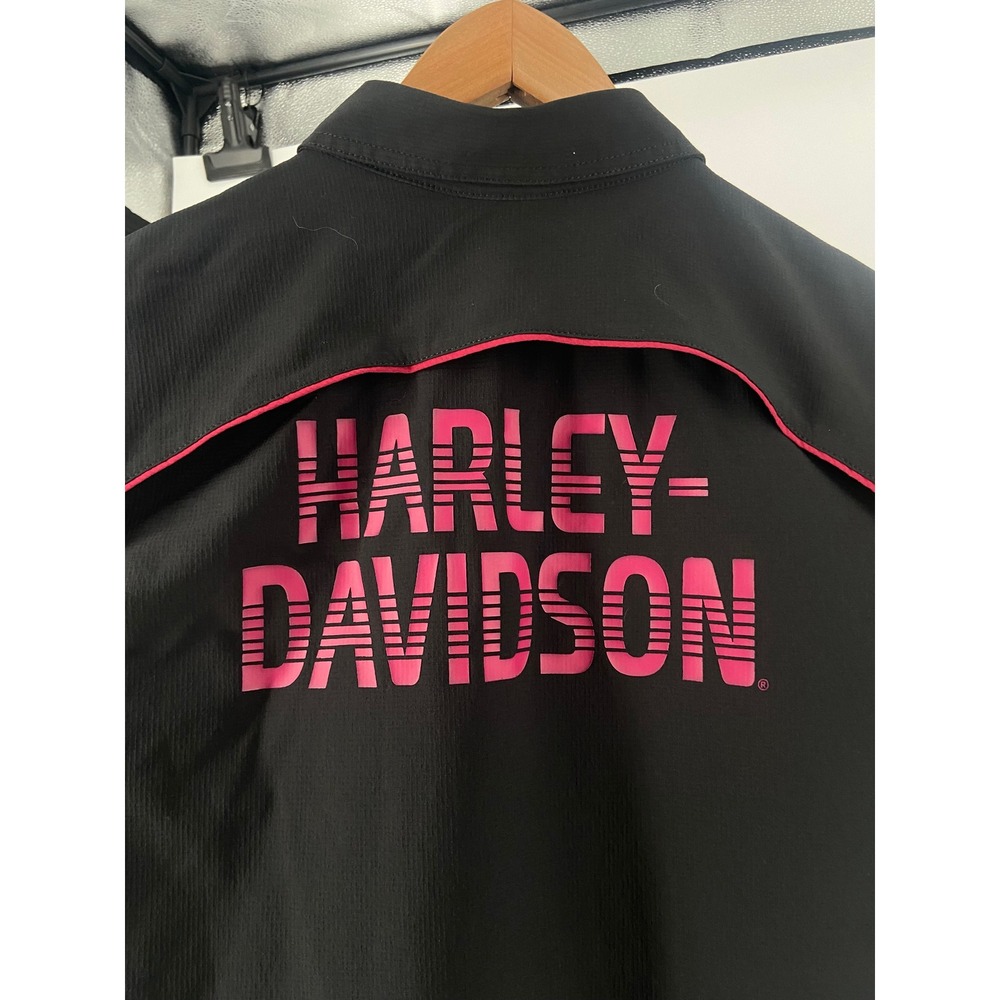 Harley Davidson Black Breathable‎ Long Sleeve Blouse Graphics and Accent Size XL